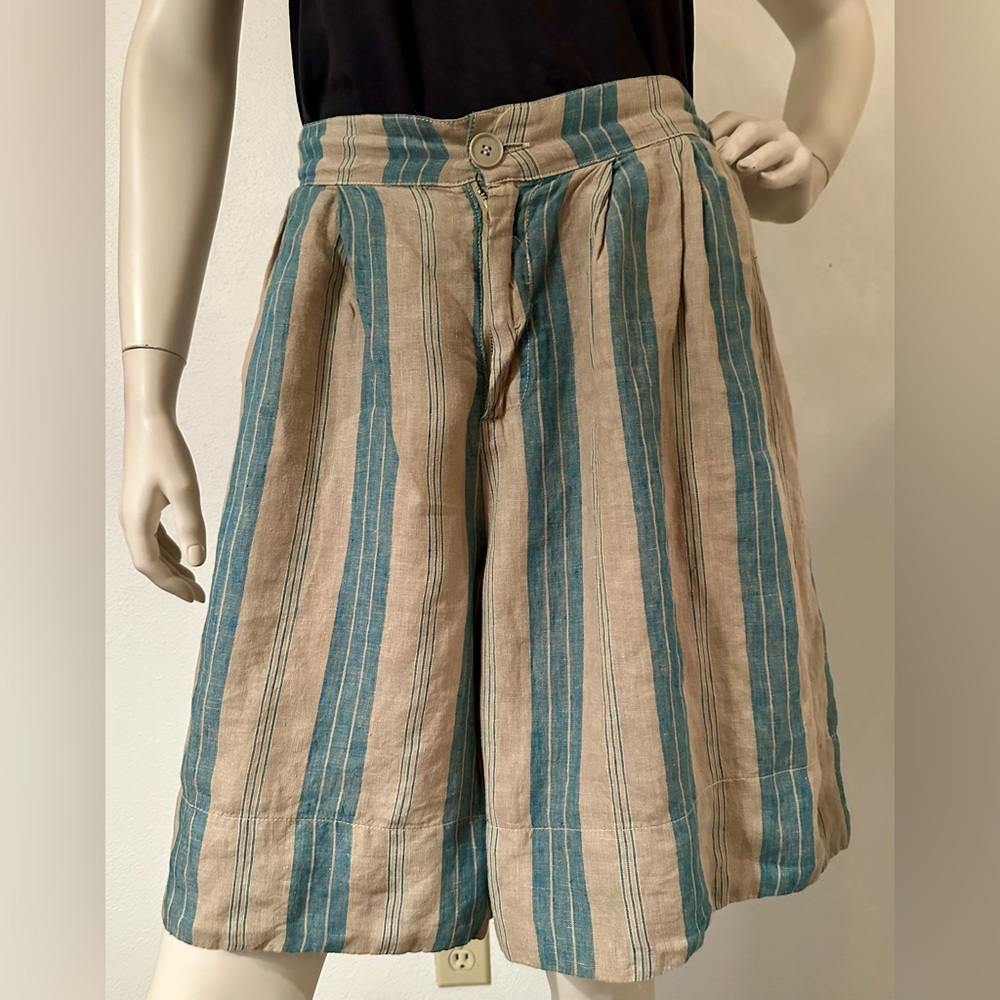 CP Shades | free people striped blue/tan linen shorts sz SMALL light & breezy